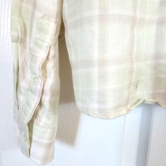 Abercrombie & Fitch Soft A&F Collection Womens Cropped Boxy Flannel Small Green‎ - Picture 7 of 8